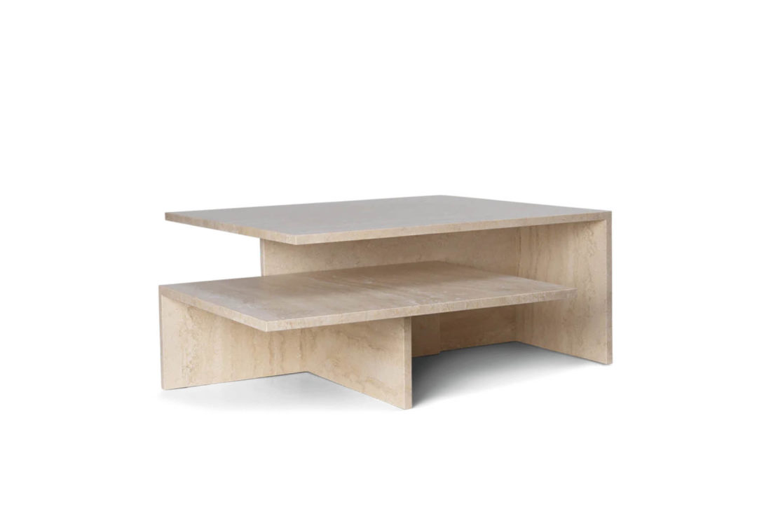 danish modern mid century vintage mobilier en teck palissandre rio années 50 années 60 années 70 mobilier meuble ancien danois danemark scandinave maison nordik paris meubles décoration design nordique éditeur designer bougeoir argenté chrome doré laiton pack de 3 bougies Werner Stoff Design Hans Nagel maison nordik paris ferm living tables duo distinct travertine