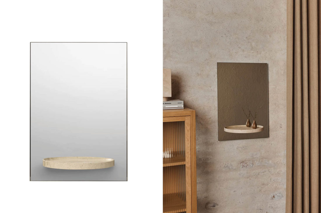 danish modern mid century vintage mobilier en teck palissandre rio années 50 années 60 années 70 mobilier meuble ancien danois danemark scandinave maison nordik paris meubles décoration design nordique éditeur designer bougeoir argenté chrome doré laiton pack de 3 bougies Werner Stoff Design Hans Nagel maison nordik paris ferm living symmetry miroir mirror