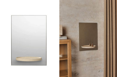 danish modern mid century vintage mobilier en teck palissandre rio années 50 années 60 années 70 mobilier meuble ancien danois danemark scandinave maison nordik paris meubles décoration design nordique éditeur designer bougeoir argenté chrome doré laiton pack de 3 bougies Werner Stoff Design Hans Nagel maison nordik paris ferm living symmetry miroir mirror