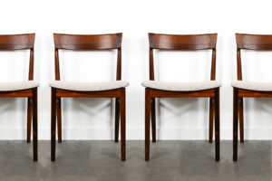 danish modern mid century vintage teck palissandre rio années 50 années 60 années 70 mobilier meuble ancien danois danemark scandinave maison nordik paris meubles décoration design éditeur designer Harry Ostergaard 6 chaises de table en palissandre de Rio assises re-tapissées chaise assise chaise table à manger