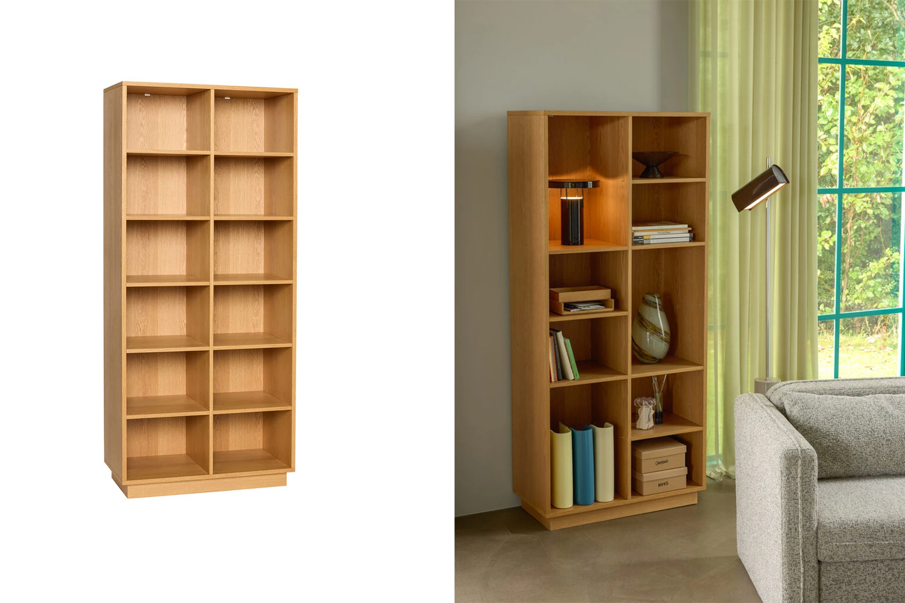 danish modern mid century vintage mobilier en teck palissandre Rio années 50 années 60 années 70 mobilier meuble ancien danois Danemark scandinave maison nordik paris meubles décoration design nordique éditeur designer marque Hubsch bibliothèque en chêne meuble de rangement modèle disco étagère large naturel