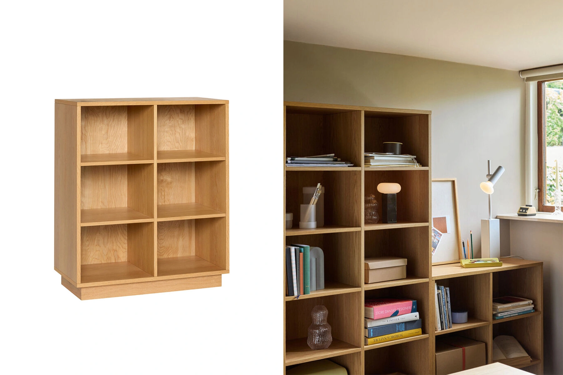 danish modern mid century vintage mobilier en teck palissandre Rio années 50 années 60 années 70 mobilier meuble ancien danois Danemark scandinave maison nordik paris meubles décoration design nordique éditeur designer marque Hubsch bibliothèque en chêne meuble de rangement modèle disco étagère small naturel