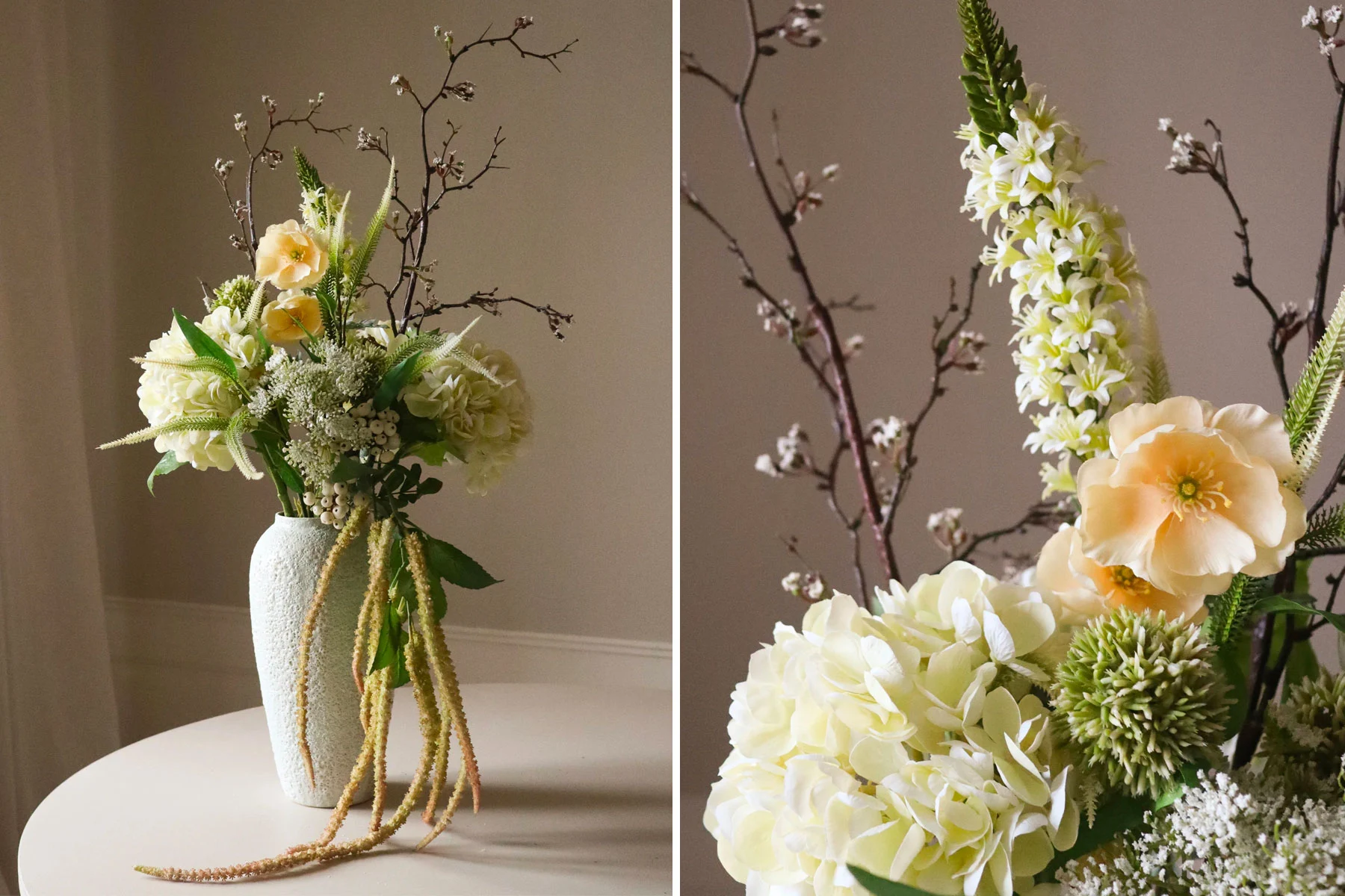 danish modern vintage teck palissandre rio années 50 années 60 années 70 mobilier meuble ancien danois Danemark scandinave maison nordik Paris meubles décoration design designer éditeur marque Botané Studios bouquet de fleurs artificielles fausses fleurs Ivory Cascade