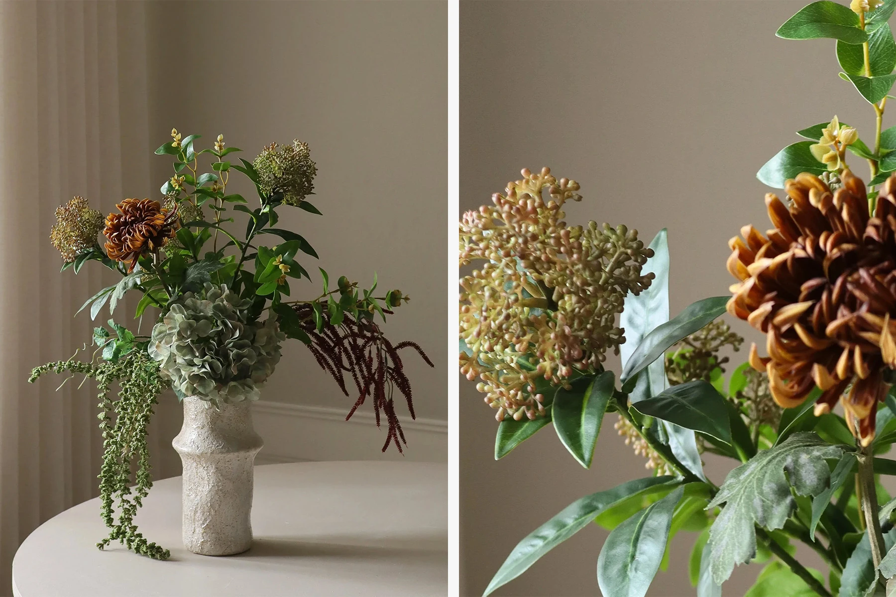 danish modern vintage teck palissandre rio années 50 années 60 années 70 mobilier meuble ancien danois Danemark scandinave maison nordik Paris meubles décoration design designer éditeur marque Botané Studios bouquet de fleurs artificielles fausses fleurs Rustic Harvest