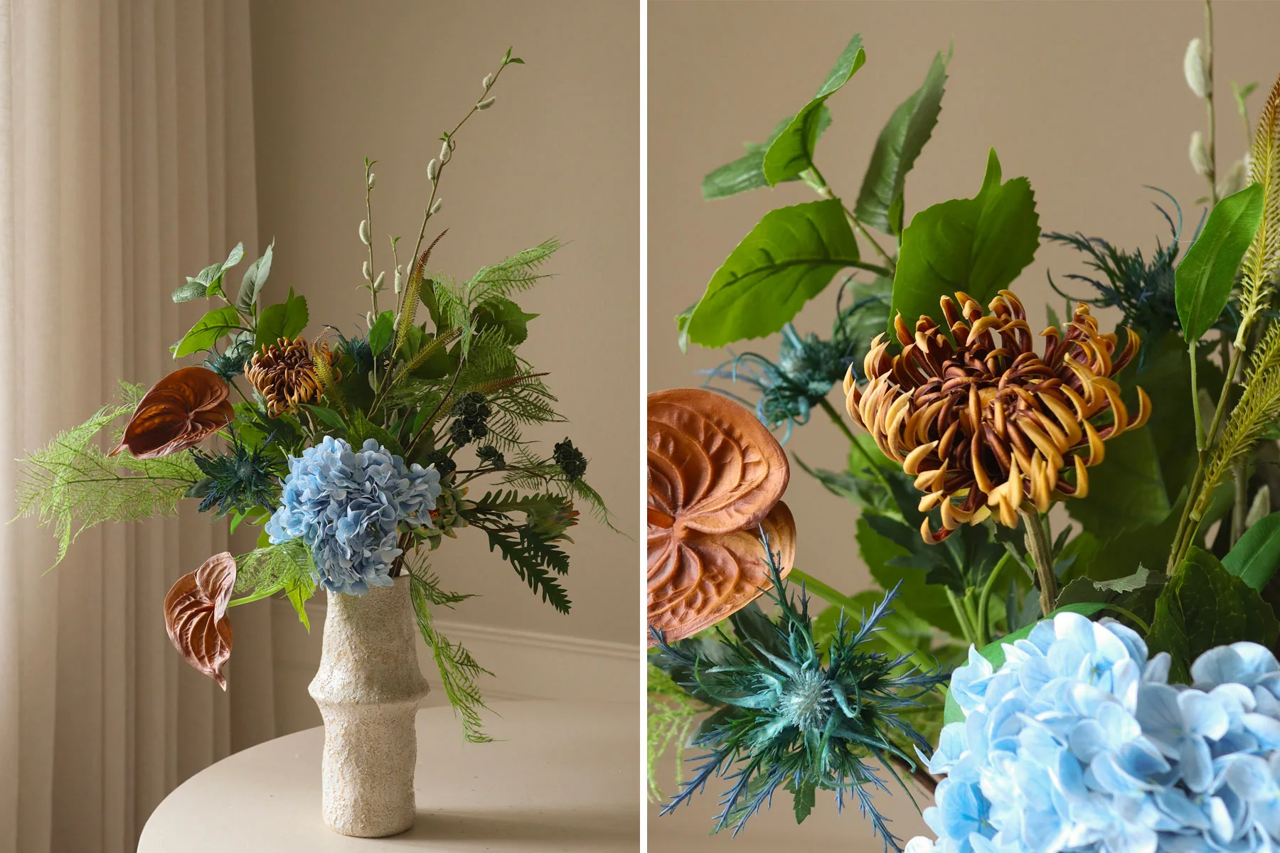 danish modern vintage teck palissandre rio années 50 années 60 années 70 mobilier meuble ancien danois Danemark scandinave maison nordik Paris meubles décoration design designer éditeur marque Botané Studios bouquet de fleurs artificielles fausses fleurs Wild Horizon