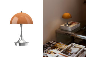danish modern vintage teck palissandre rio années 50 années 60 années 70 mobilier meuble ancien danois Danemark scandinave maison nordik Paris meubles décoration design designer Verner Panton éditeur marque Louis Poulsen lampe portable modèle panthella 160 the originals lampe portable pied chrome 5 coloris au choix