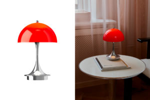 danish modern vintage teck palissandre rio années 50 années 60 années 70 mobilier meuble ancien danois Danemark scandinave maison nordik Paris meubles décoration design designer Verner Panton éditeur marque Louis Poulsen lampe portable modèle panthella 160 the originals lampe portable pied chrome 5 coloris au choix