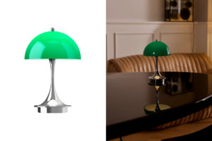 danish modern vintage teck palissandre rio années 50 années 60 années 70 mobilier meuble ancien danois Danemark scandinave maison nordik Paris meubles décoration design designer Verner Panton éditeur marque Louis Poulsen lampe portable modèle panthella 160 the originals lampe portable pied chrome 5 coloris au choix