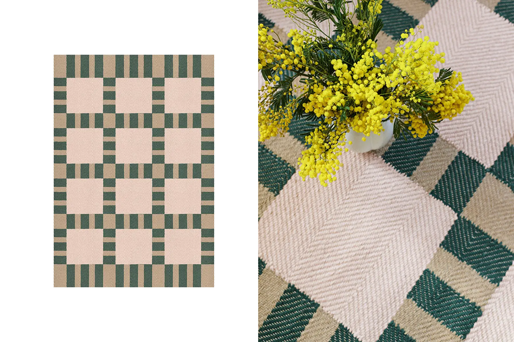 danish modern vintage teck palissandre rio années 50 années 60 années 70 mobilier meuble ancien danois Danemark scandinave maison nordik Paris meubles décoration design designer Evelina Kroon éditeur marque Layered tapis en jute couleur Korean chives