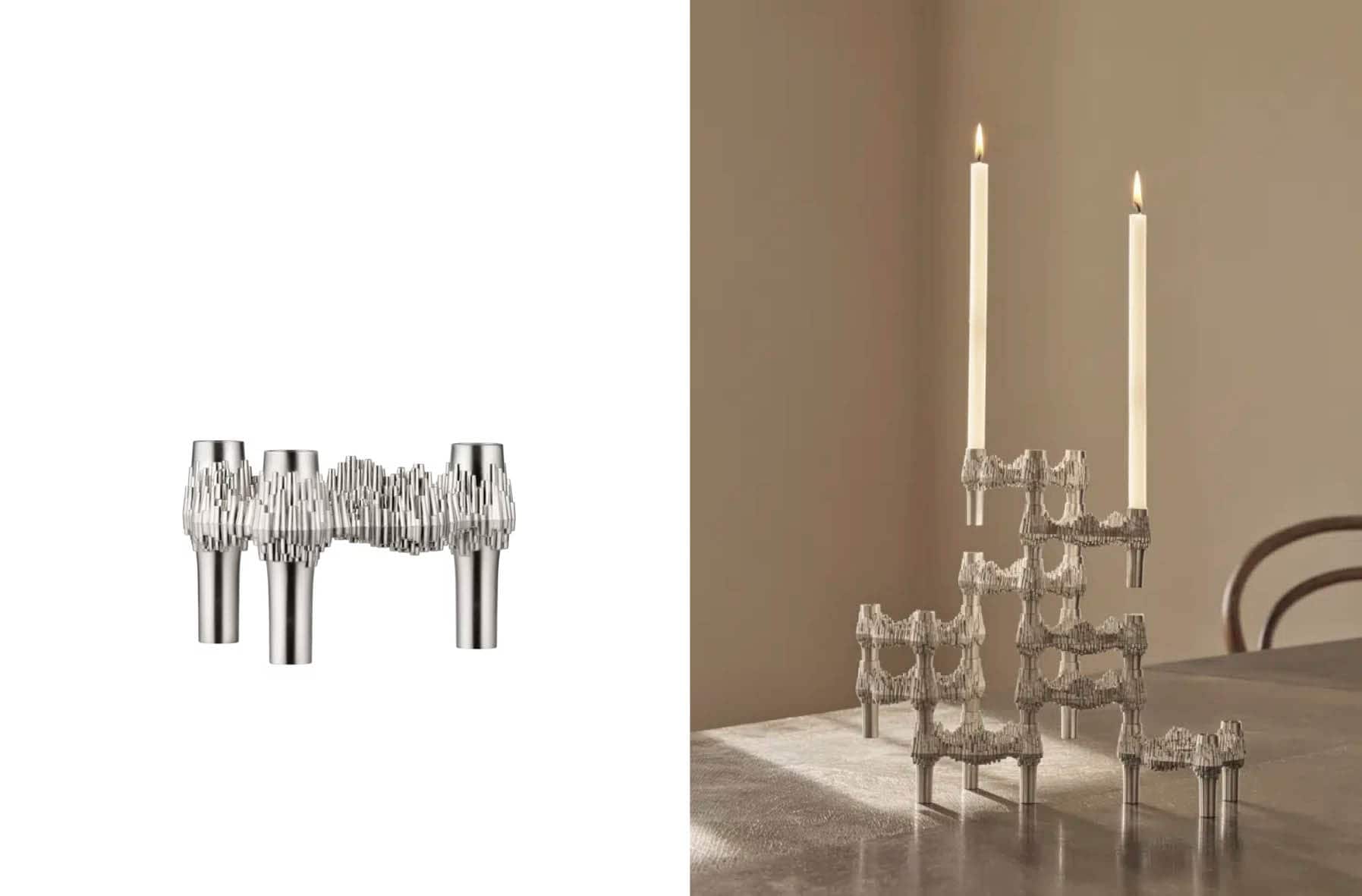 Bougeoir 'Quist' Chrome brossé</br>à l'unité ou Pack de 3