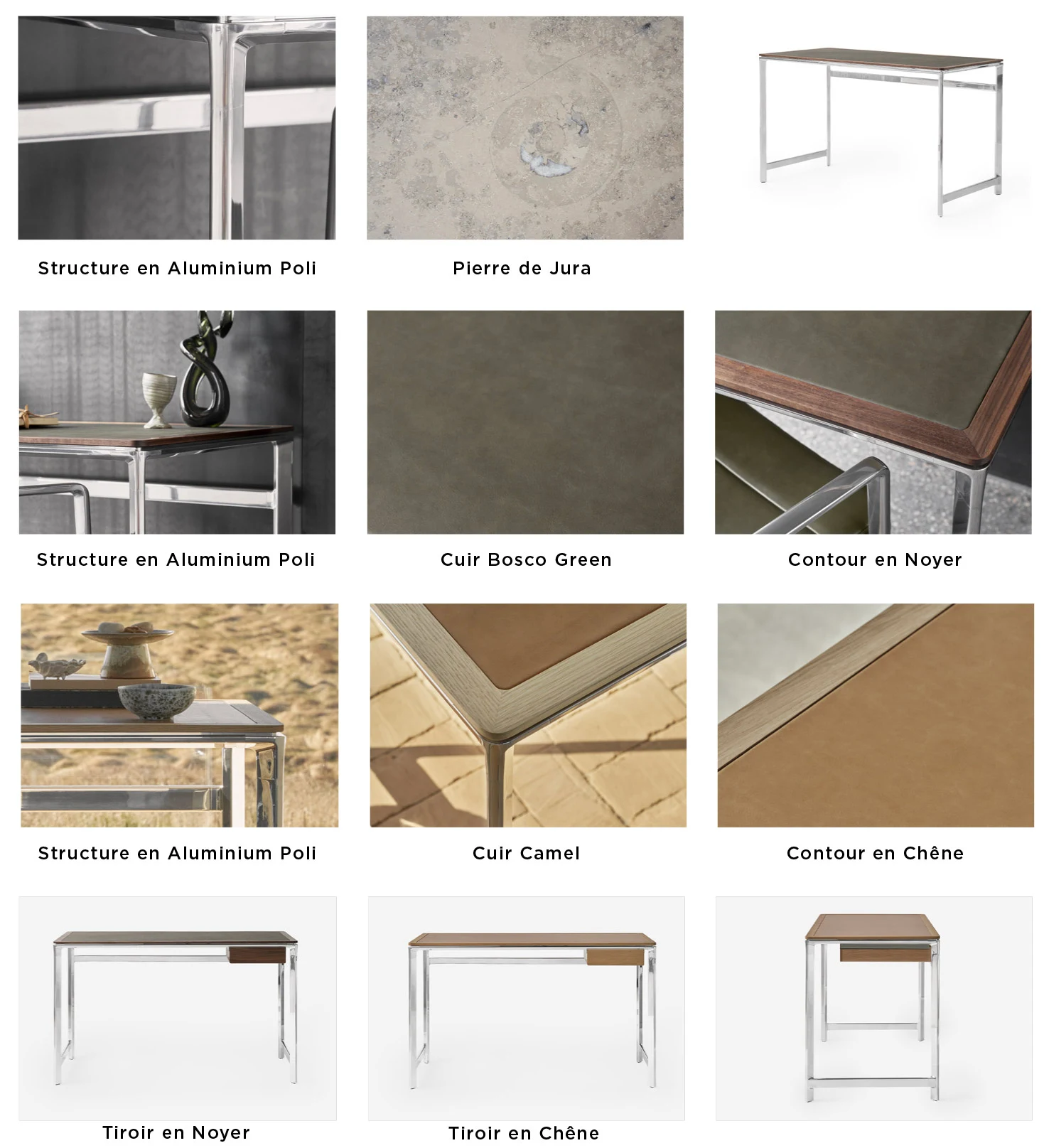 danish modern vintage teck palissandre rio années 50 années 60 années 70 mobilier meuble ancien danois Danemark scandinave maison nordik Paris meubles décoration design éditeur marque designer VIPP Danemark bureau studio Desk VIPP430 bureau aluminium plateau en pierre de Jura bureau plateau cuir et bois bureau en noyer bureau en chêne