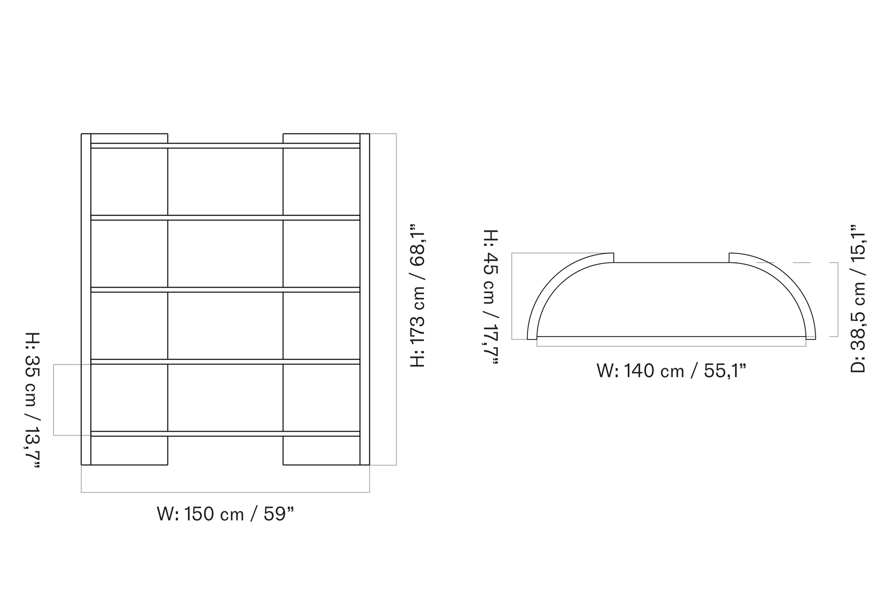 ‘Crescent Shelving’ High