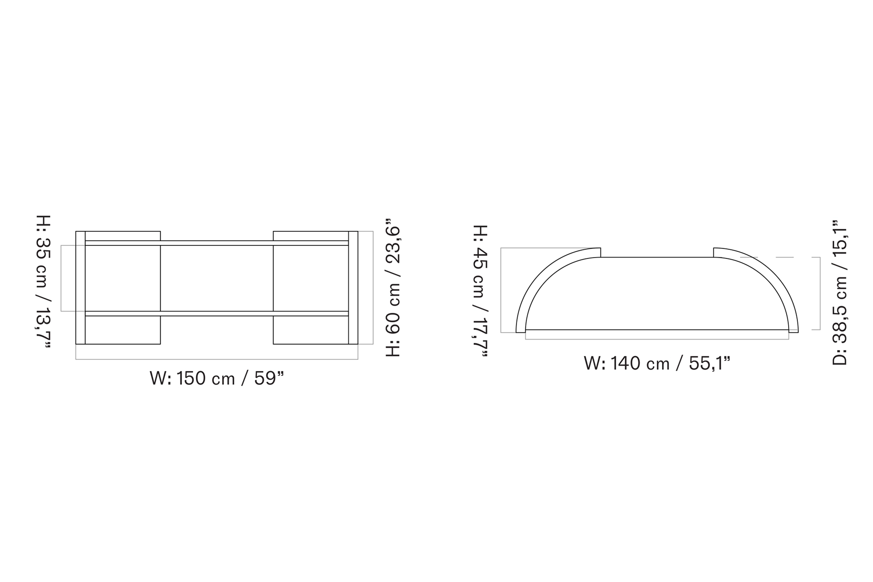 ‘Crescent Shelving’ Low