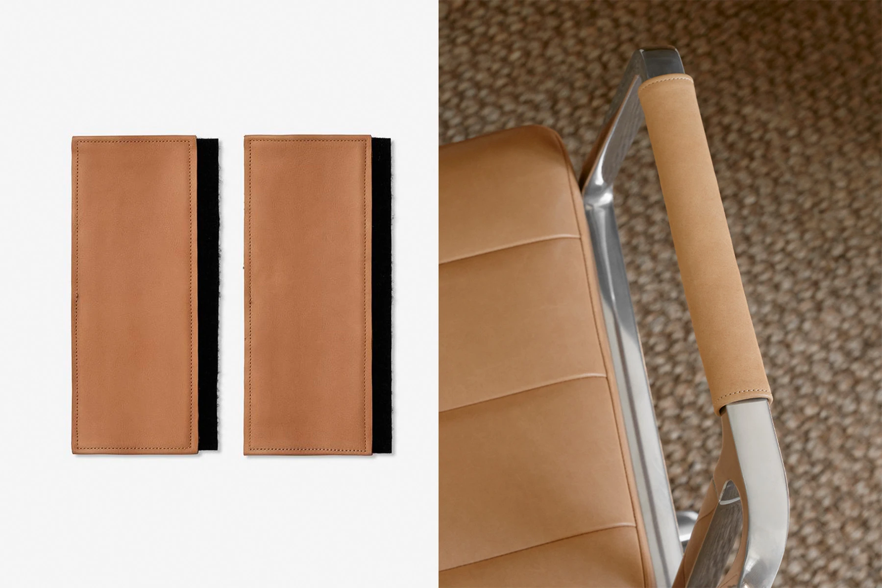 danish modern vintage teck palissandre Rio années 50 années 60 années 70 mobilier meuble ancien danois Danemark scandinave maison nordik Paris meubles décoration design éditeur designer marque VIPP paire de manchon en cuir amovible pour accoudoirs des chaise Swivel accoudoirs en cuir accessoire chaises VIPP