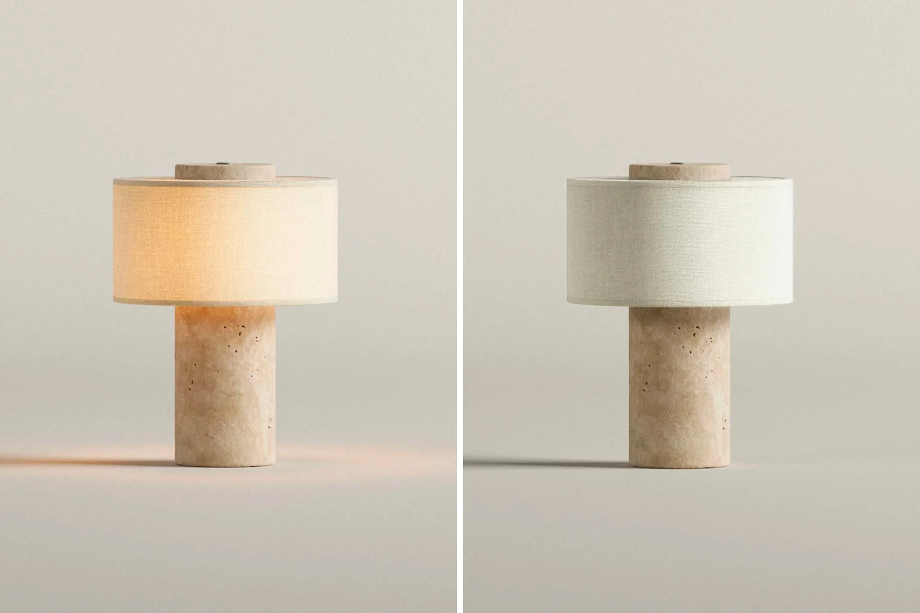 danish modern vintage teck palissandre Rio années 50 années 60 années 70 mobilier meuble ancien danois Danemark scandinave maison nordik Paris meubles décoration design éditeur designer marque Blossholm lampe portable modèle Aurie en travertin et abat-jour en lin lampe de table portable liseuse sur batterie