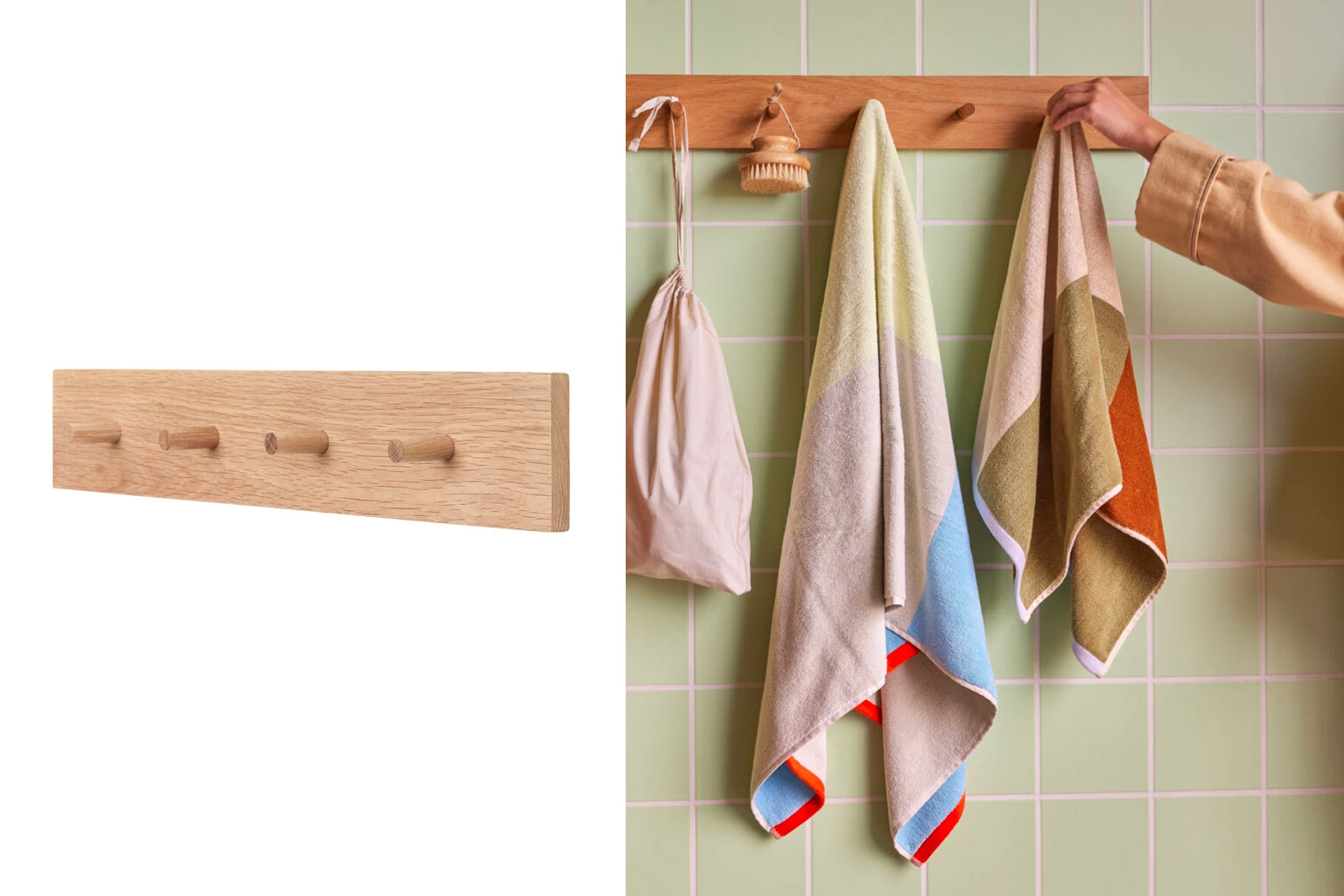 danish modern vintage teck palissandre Rio années 50 années 60 années 70 mobilier meuble ancien danois Danemark scandinave maison nordik Paris meubles décoration design éditeur marque Hubsch designer porte-manteau modèle Folk naturel étagère porte manteaux en bois étagère entrée en chêne