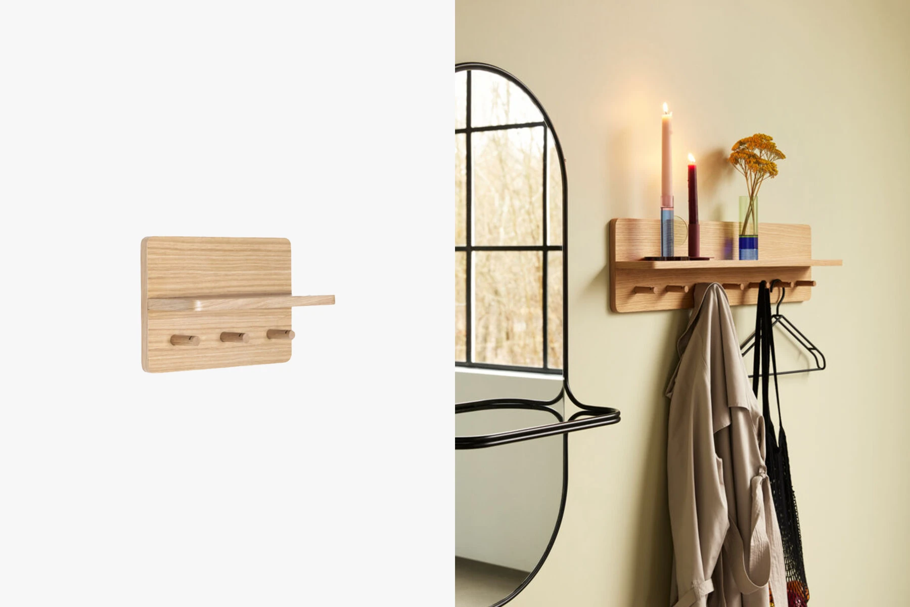 danish modern vintage teck palissandre Rio années 50 années 60 années 70 mobilier meuble ancien danois Danemark scandinave maison nordik Paris meubles décoration design éditeur marque Hubsch designer porte-manteaux modèle Space naturel étagère porte manteaux en bois étagère entrée en chêne