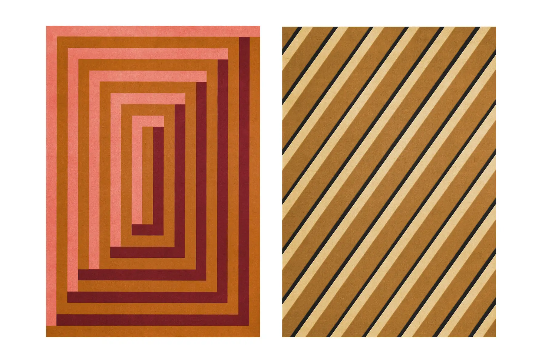 Tapis en Laine 'Labyrinth & Diagonal'</br>'Layered'. Coloris & Tailles au Choix